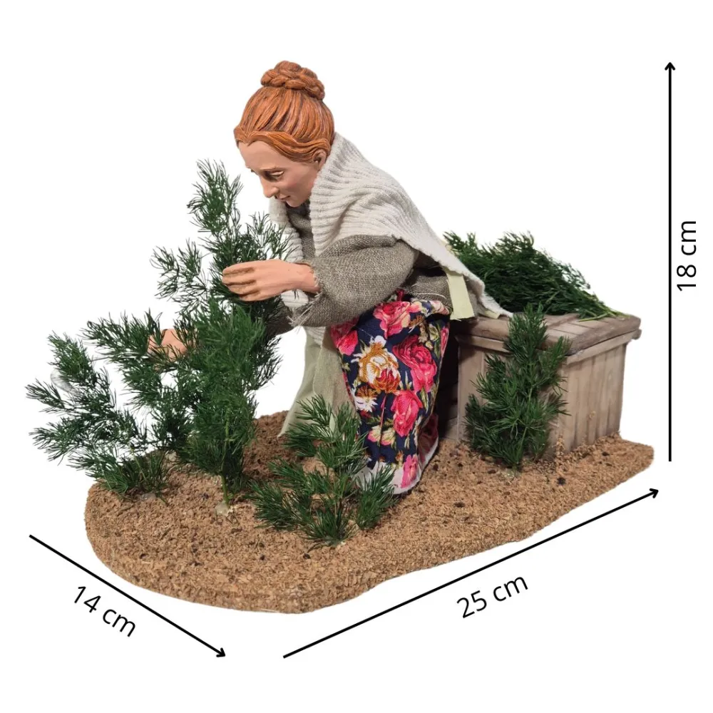 Animated Traditional Woman Pruning a Shrub - 30 cm