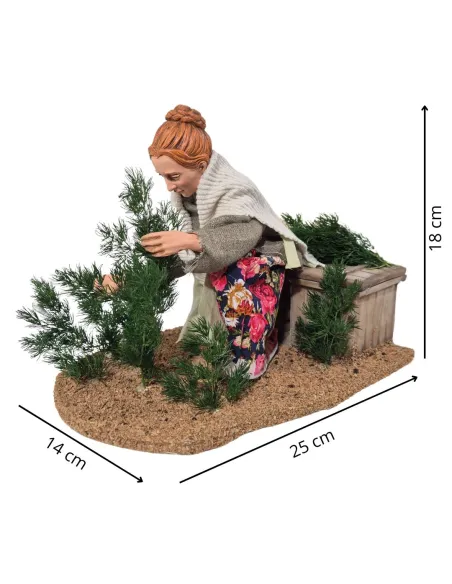 Animated Traditional Woman Pruning a Shrub - 30 cm
