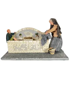 Fonte con lavandaia e bambino popolari in movimento 30 cm 2