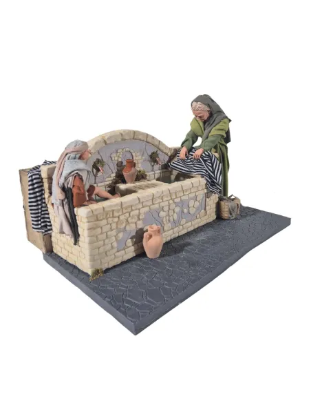 Fonte con lavandaia e bambino palestinesi in movimento 30 cm