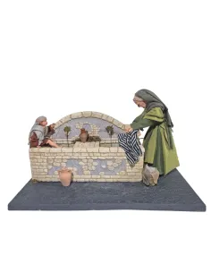 Fonte con lavandaia e bambino palestinesi in movimento 30 cm 2