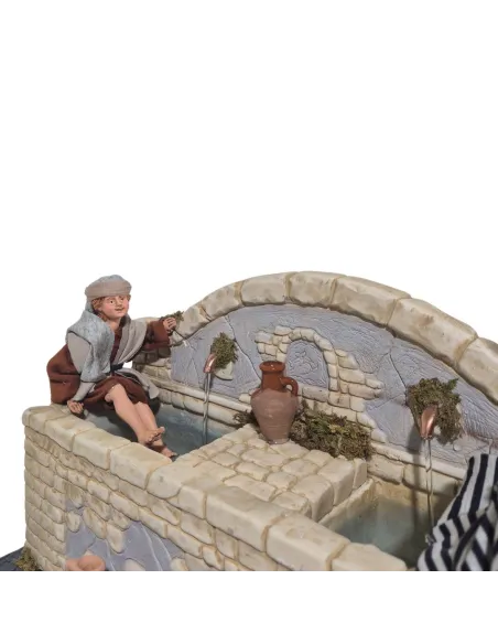 Animated Palestinian Fountain with Washerwoman and Child - 30 cm