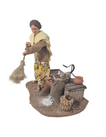 Animated Traditional Woman Chasing a Mouse - 30 cm