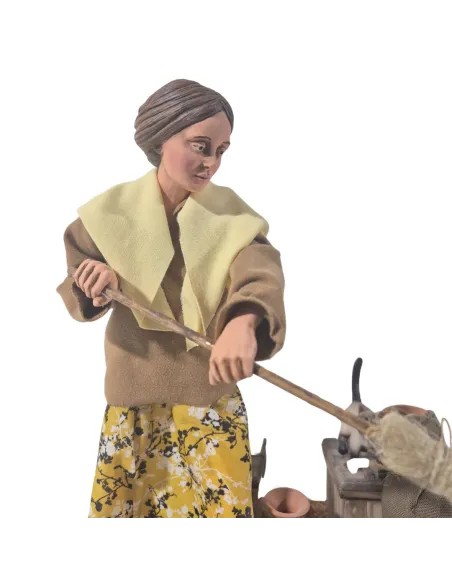 Animated Traditional Woman Chasing a Mouse - 30 cm