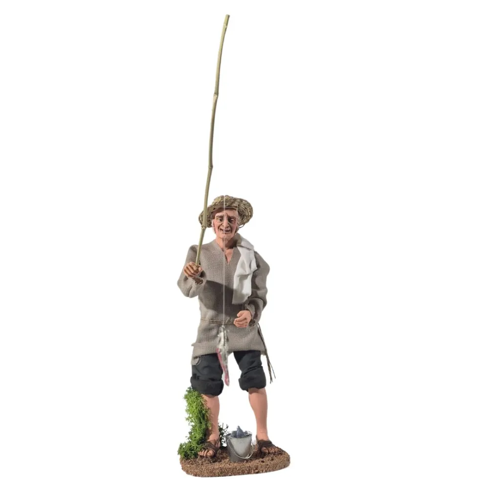 Animated Traditional Standing Fisherman - 30 cm