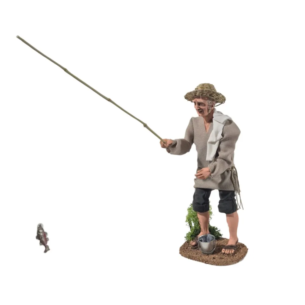 Animated Traditional Standing Fisherman - 30 cm