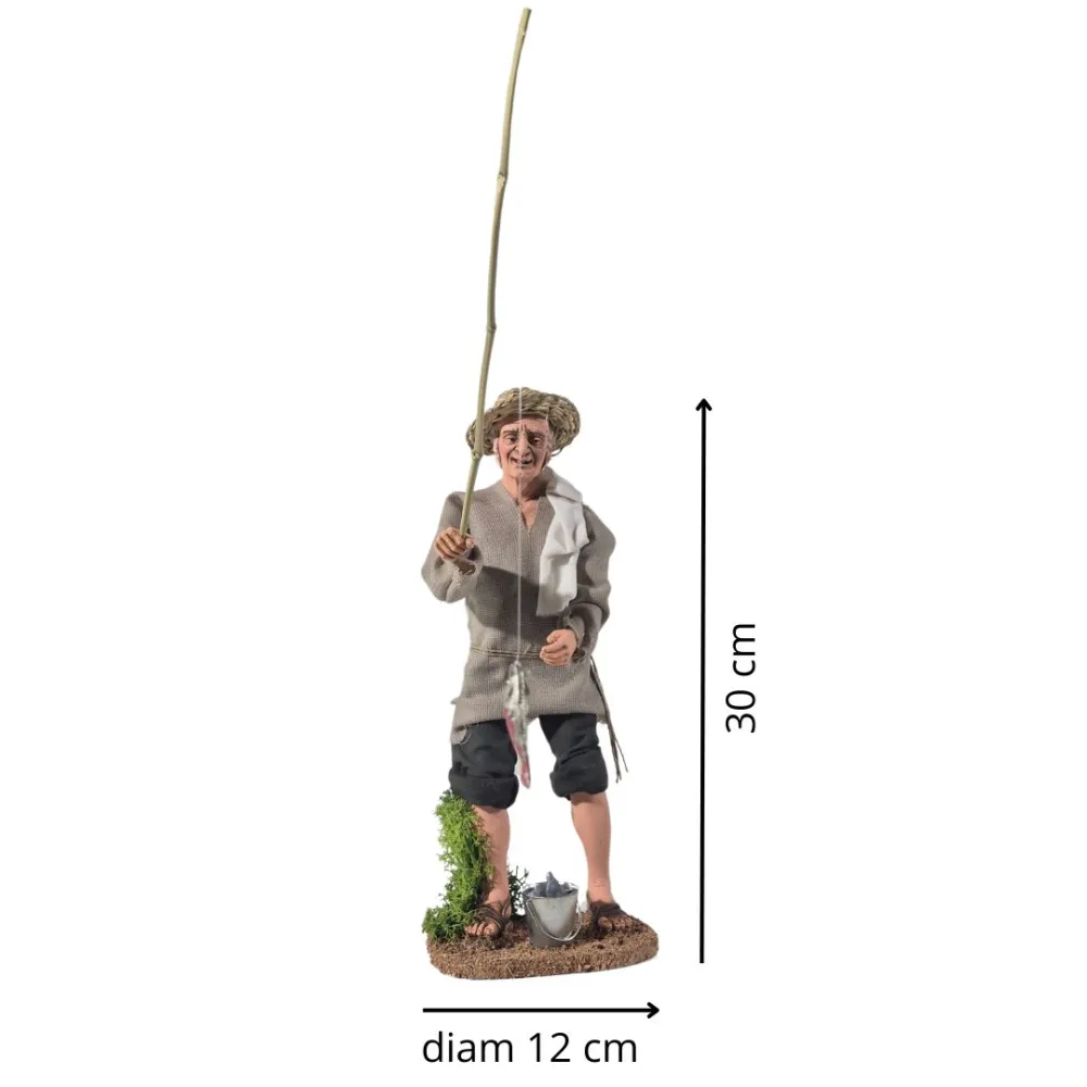 Animated Traditional Standing Fisherman - 30 cm