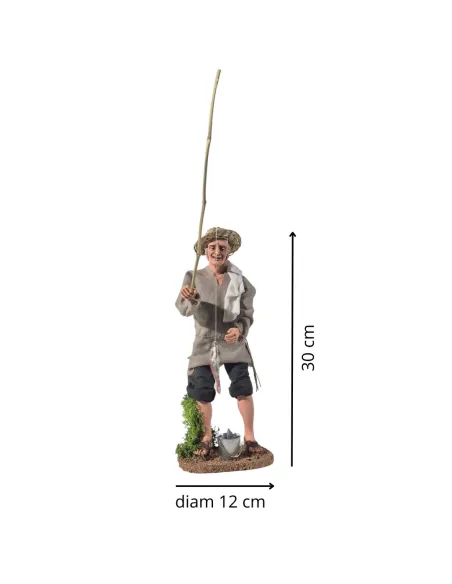 Animated Traditional Standing Fisherman - 30 cm
