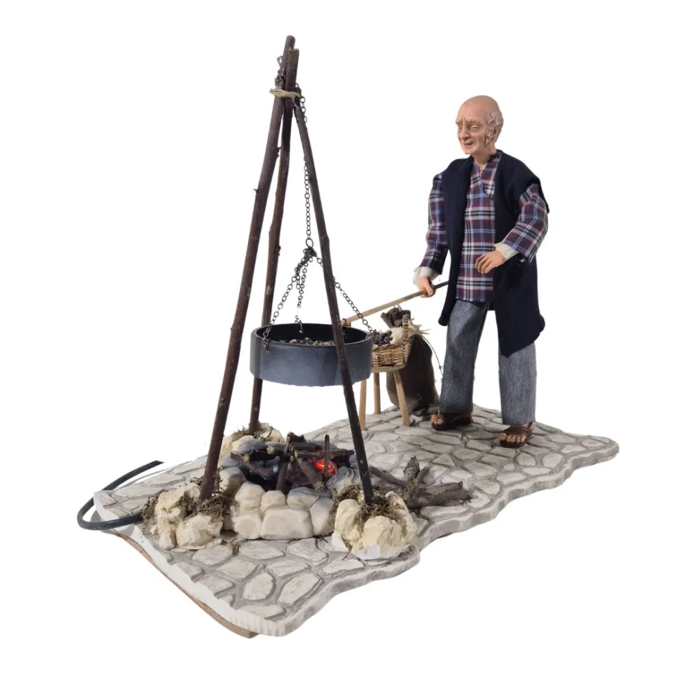 Animated Chestnut Roaster with Fire - 30 cm