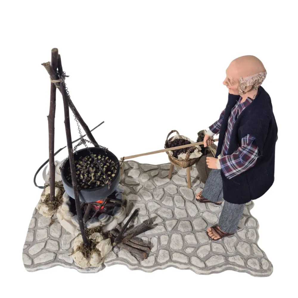 Animated Chestnut Roaster with Fire - 30 cm