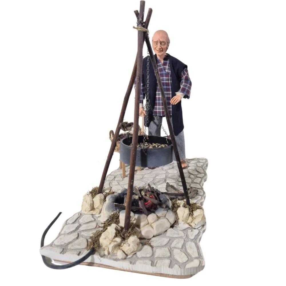 Animated Chestnut Roaster with Fire - 30 cm