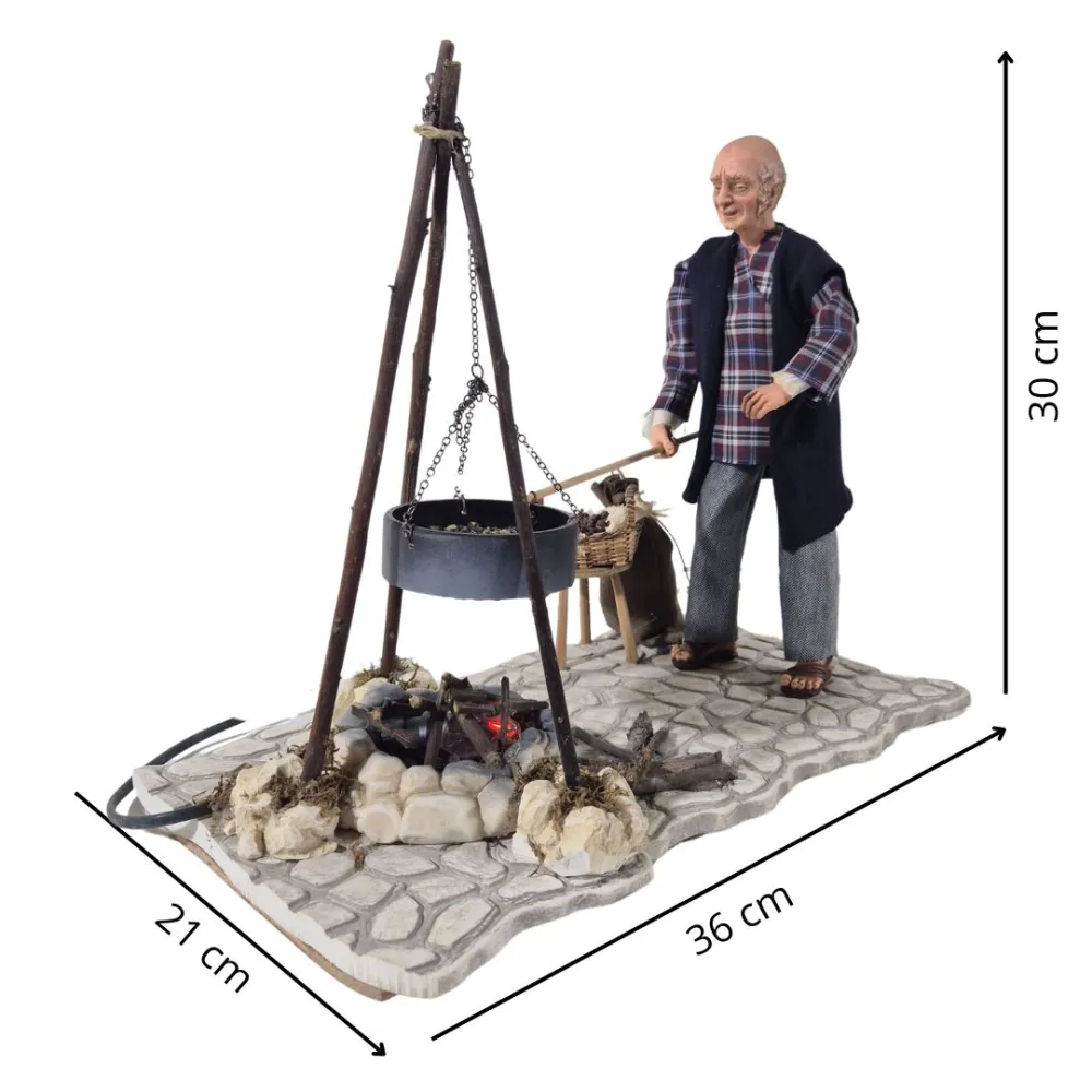 Animated Chestnut Roaster with Fire - 30 cm