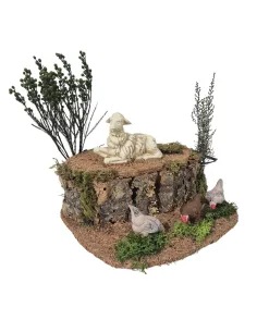 3 galline che beccano e pecora in movimento per statue da 25-30 cm