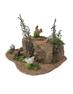 Animated Rooster with Four Pecking Hens for 25–30 cm Nativity Figures 2