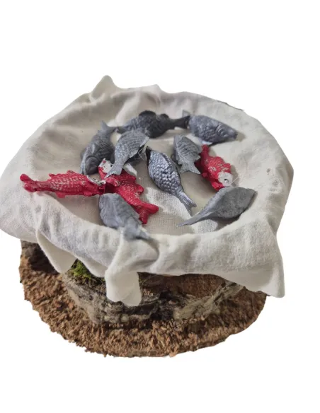 Cesto con pesci in movimento per statue da 30 cm