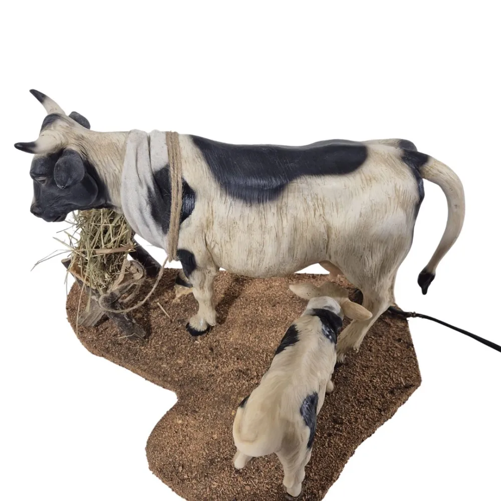 Animated Spotted Cow with Calf for 30 cm Nativity Figure
