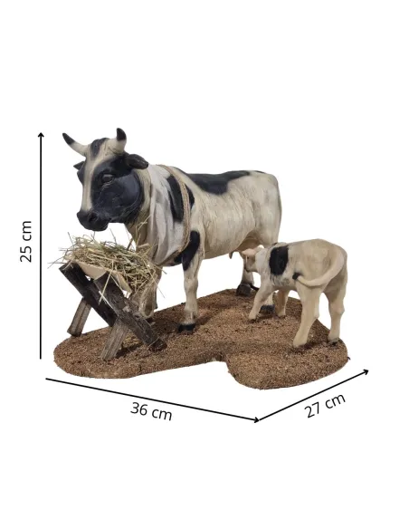 Animated Spotted Cow with Calf for 30 cm Nativity Figure