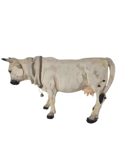 Animated White Cow with Moving Tail for 30 cm Nativity Figure