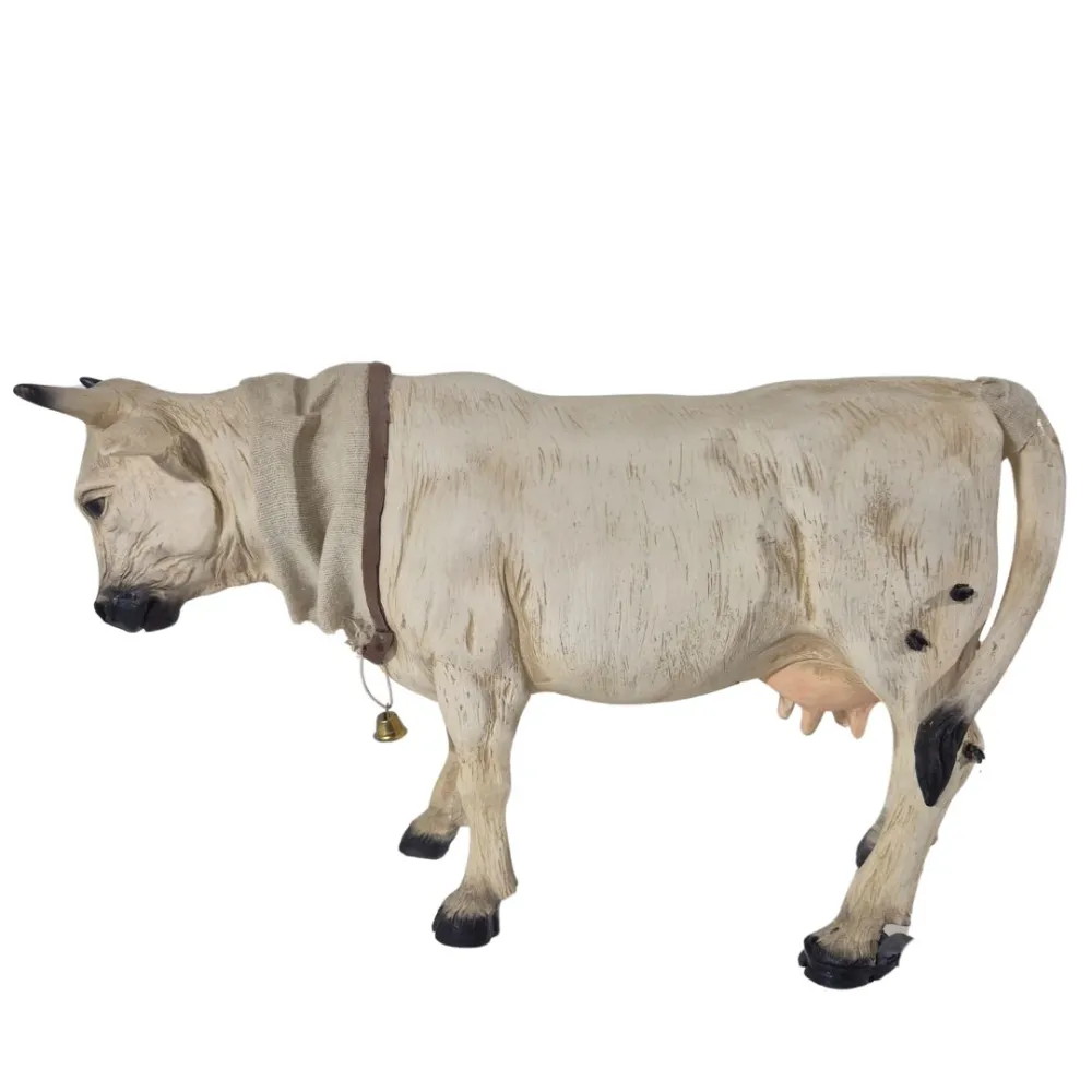 Animated White Cow with Moving Tail for 30 cm Nativity Figure