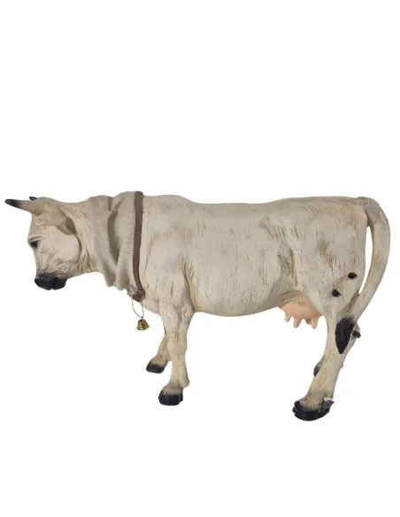 Animated White Cow with Moving Tail for 30 cm Nativity Figure