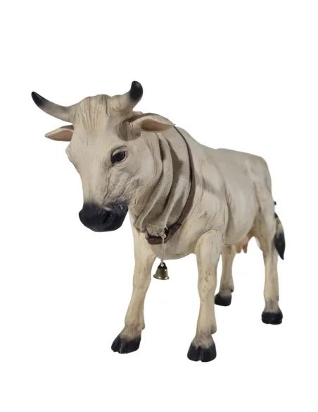 Animated White Cow with Moving Tail for 30 cm Nativity Figure