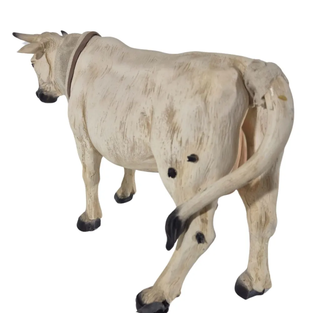 Animated White Cow with Moving Tail for 30 cm Nativity Figure