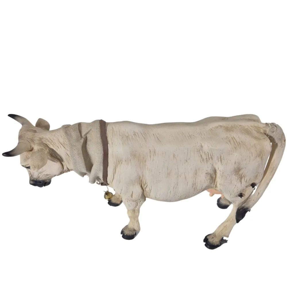 Animated White Cow with Moving Tail for 30 cm Nativity Figure