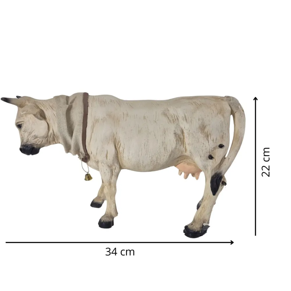 Animated White Cow with Moving Tail for 30 cm Nativity Figure