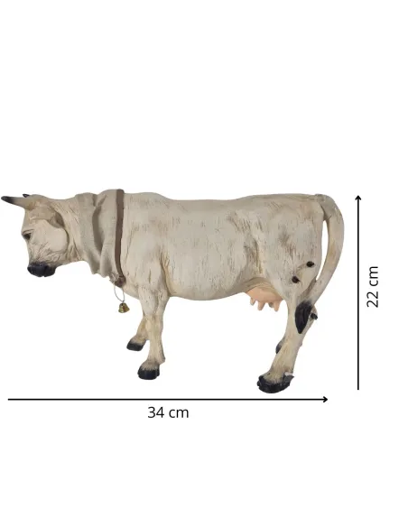Animated White Cow with Moving Tail for 30 cm Nativity Figure