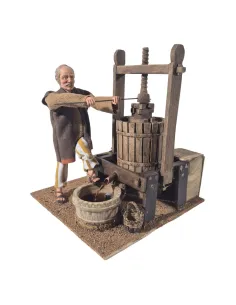 Animated Traditional Grape Press Worker - 30 cm