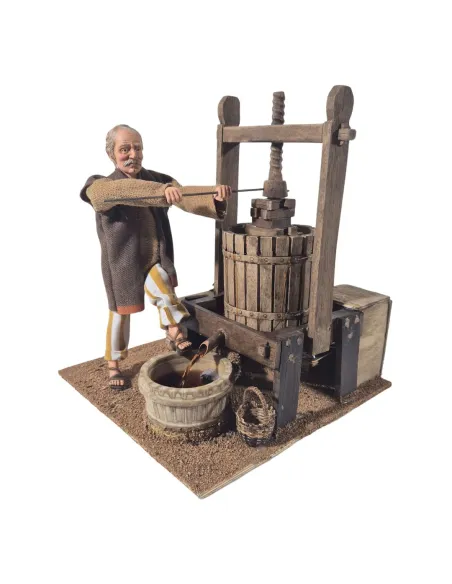 Animated Traditional Grape Press Worker - 30 cm