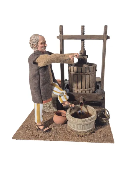 Animated Traditional Grape Press Worker - 30 cm