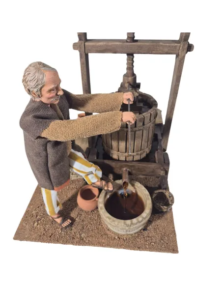 Animated Traditional Grape Press Worker - 30 cm