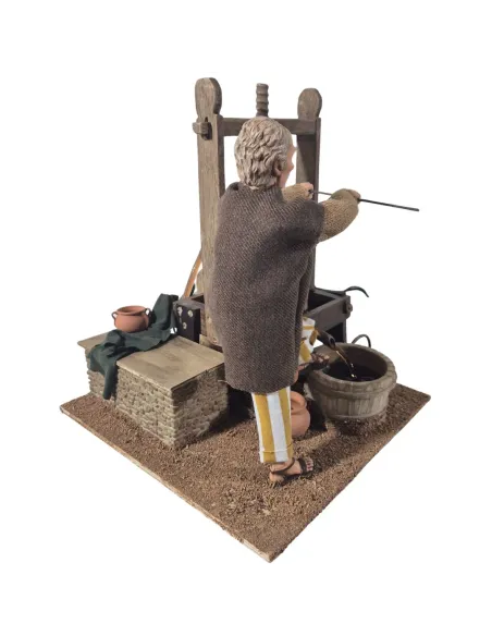 Animated Traditional Grape Press Worker - 30 cm