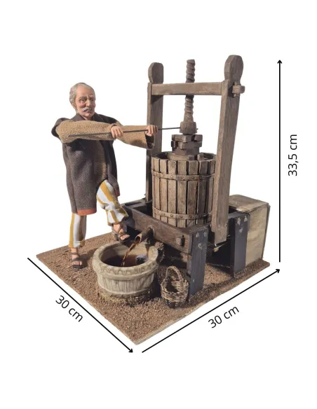 Animated Traditional Grape Press Worker - 30 cm