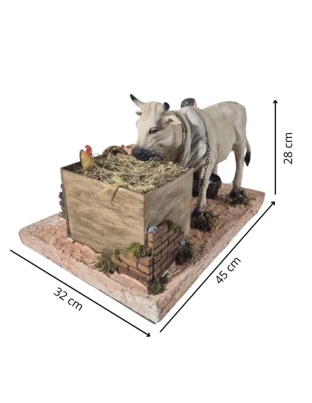 Animated Traditional Milker with White Cow - 30 cm