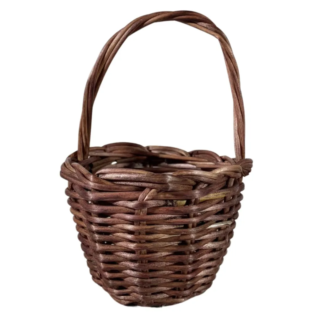 Dark Wicker Basket with Handle for 20–25 cm Nativity Figures