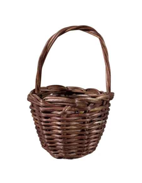 Cesto scuro in vimini con manico per statue da 20-25 cm