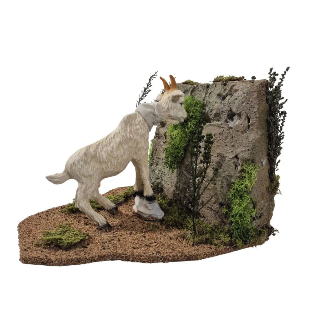 Animated Goat Grazing on a Rocky Outcrop for 30 cm Nativity Figures