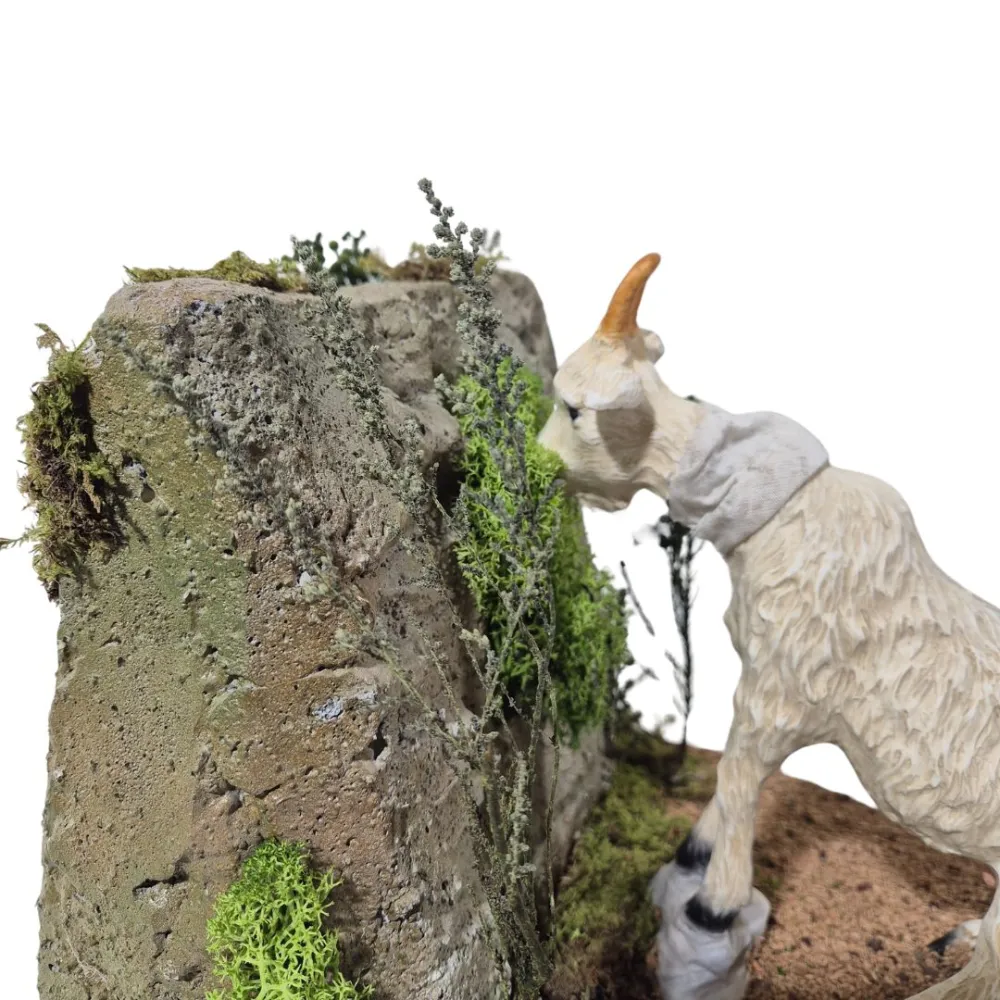 Animated Goat Grazing on a Rocky Outcrop for 30 cm Nativity Figures