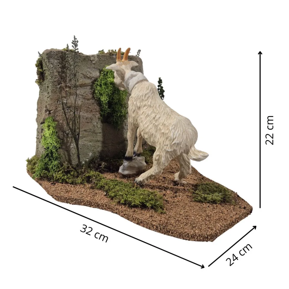 Animated Goat Grazing on a Rocky Outcrop for 30 cm Nativity Figures