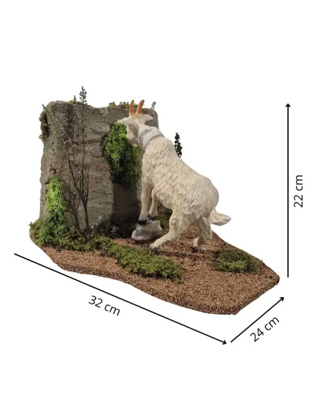 Animated Goat Grazing on a Rocky Outcrop for 30 cm Nativity Figures