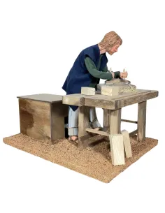Animated Traditional Carpenter Planing Wood - 30 cm 2