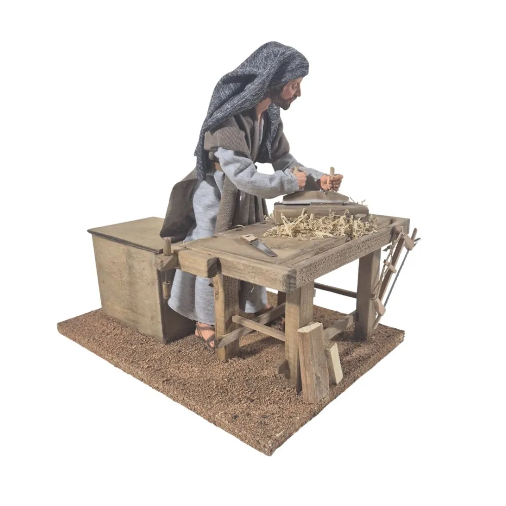Animated Palestinian Carpenter Planing Wood - 30 cm