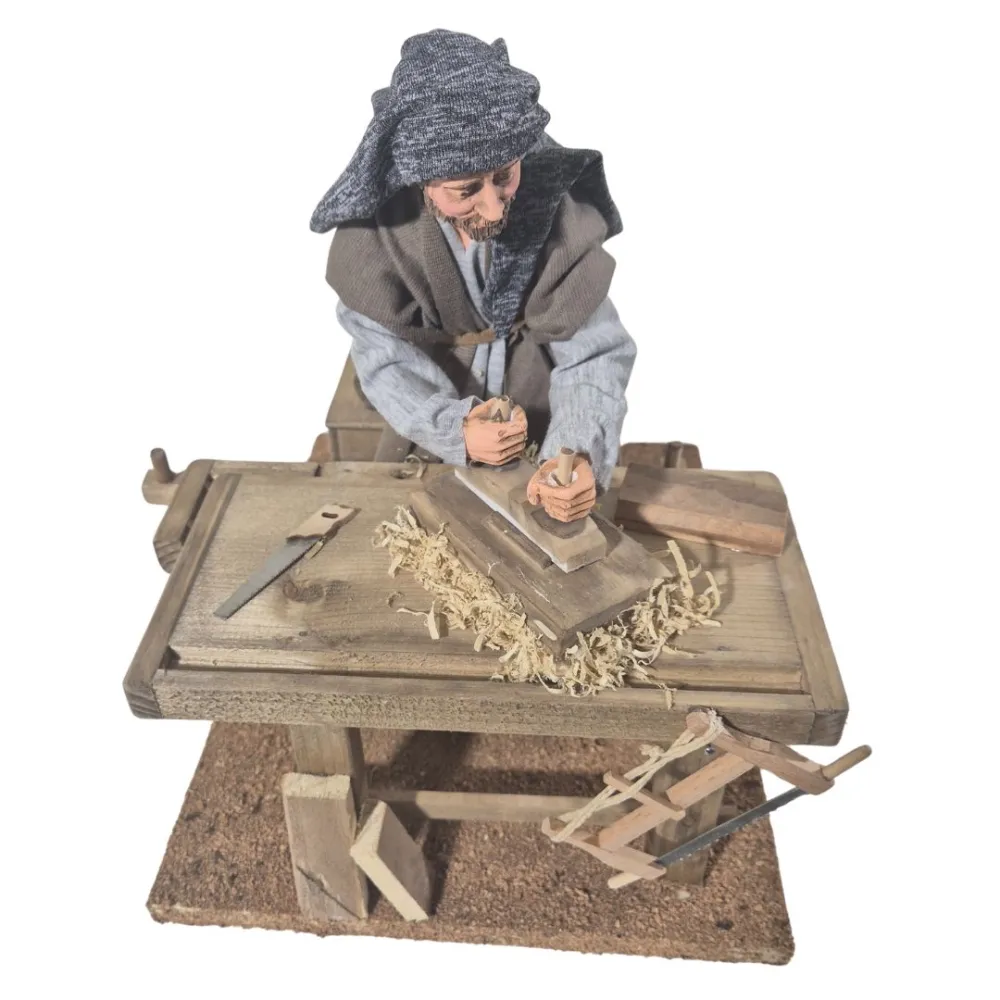 Animated Palestinian Carpenter Planing Wood - 30 cm