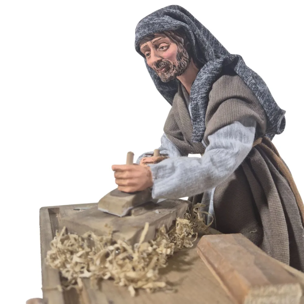 Animated Palestinian Carpenter Planing Wood - 30 cm