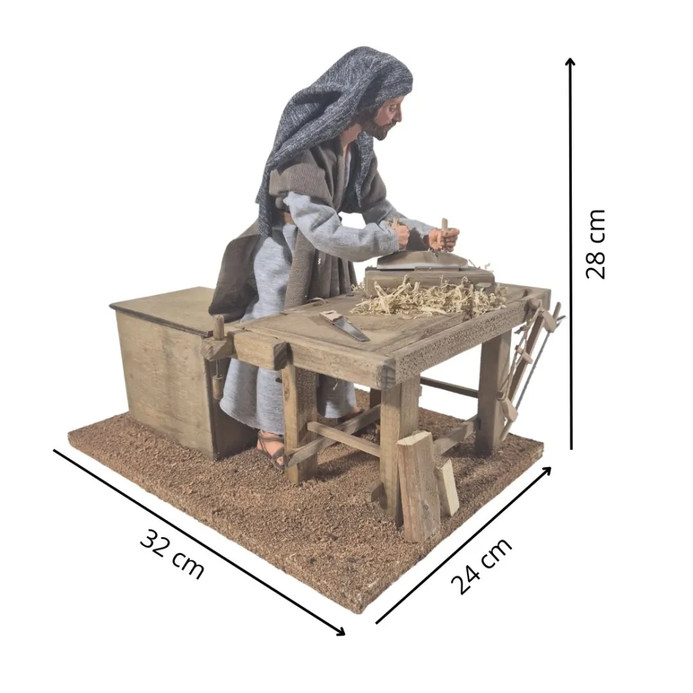 Animated Palestinian Carpenter Planing Wood - 30 cm