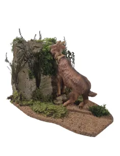 Capra marrone bruca su greppo in movimento per statue da 30 cm