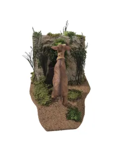 Capra marrone bruca su greppo in movimento per statue da 30 cm 2