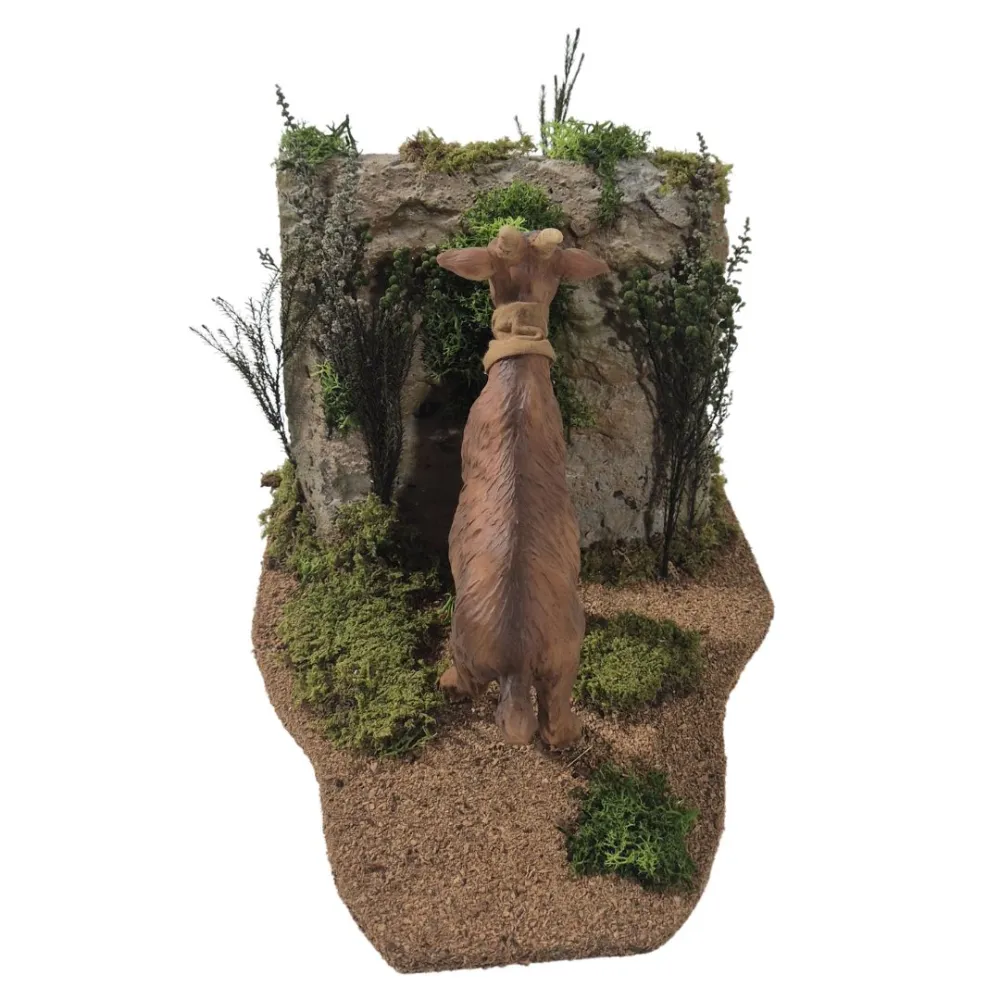 Animated Brown Goat Grazing on a Rocky Outcrop for 30 cm Nativity Figures
